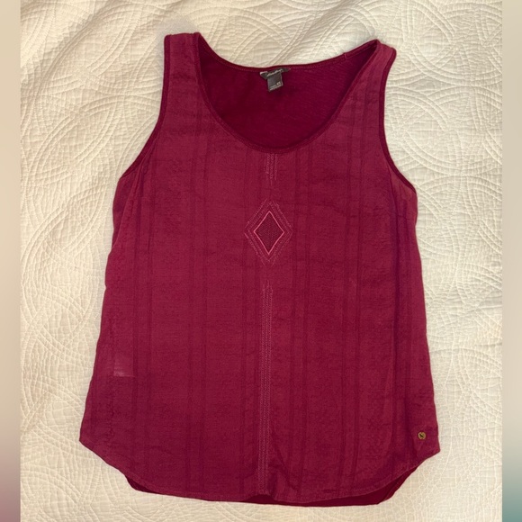 Boho Indie Whimsigoth Embroidered Burgundy Layer Active Top XS - Picture 1 of 6